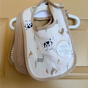 Farm Animal Baby Bib Set - Cream and Tan